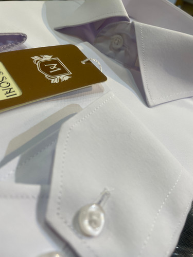 پیراهن آستین بلند پارچه دوشین سفید ضد چروک