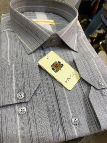 پیراهن آستین بلند راه راه تک جیب پارچه فلورا