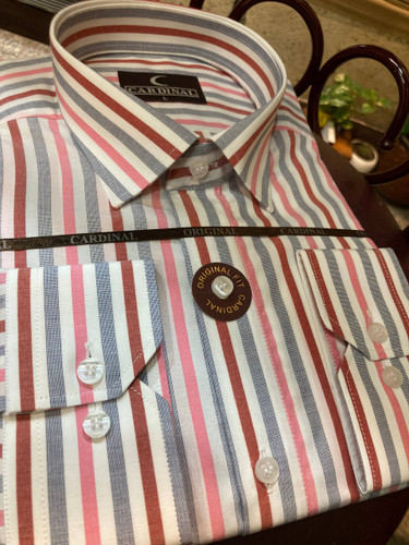 پیراهن آستین بلند پارچه آرو تایلندی تک جیب طرح راه راه