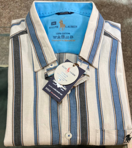 پیراهن آستین بلند پارچه لینن طرح راه راه پهن