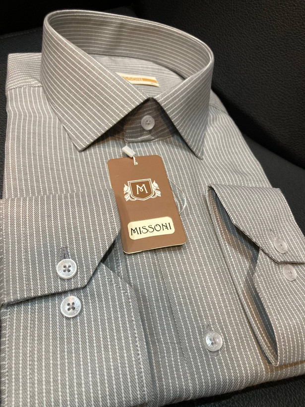 پیراهن آستین بلند کلاسیک راه راه پارچه کج راه تک جیب