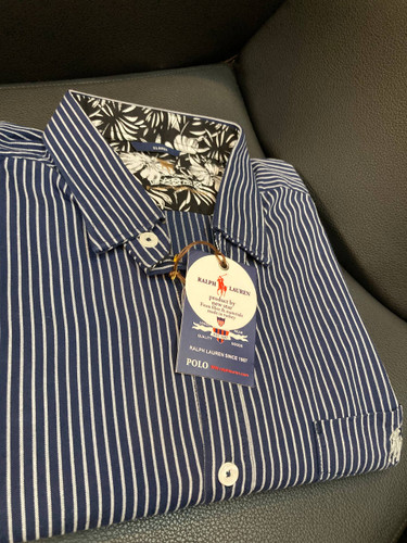 پیراهن آستین بلند نخ پنبه طرح راه راه تک جیب