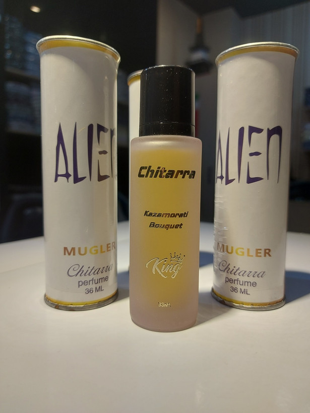 ادکلن جیبی مردانه Chitarra-Alien- MUGLER-(kazamorati Bouquet) حجم 36 میلی لیتر